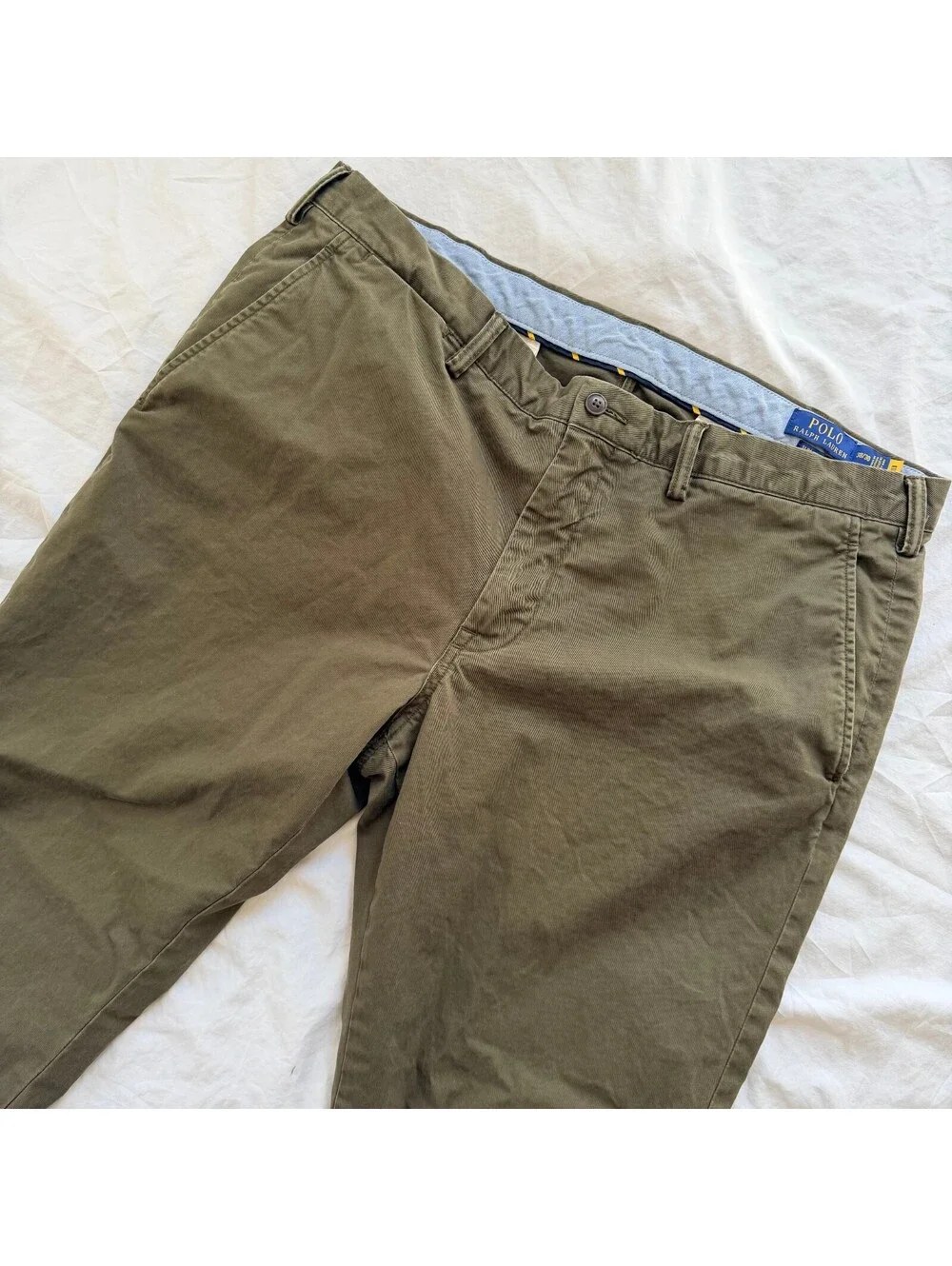 Polo Ralph Lauren The Polo Chino Pants Mens 38x30 Slim Stretch Olive Green